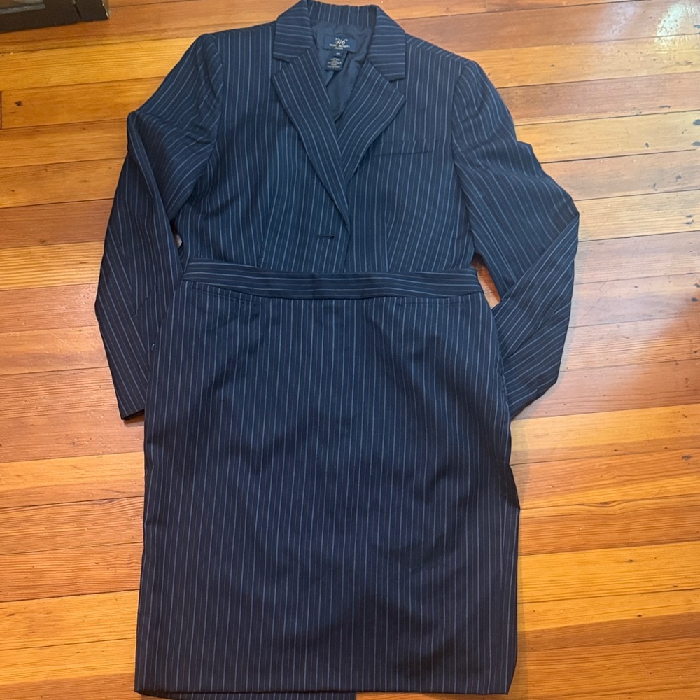 Brooks Brothers Navy Pinstripe Skirt Suit Jacket Set